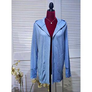 NWT Athleta Women's  Blue  Wrap Cardigan Quarry Hoodie Pockets Open Size S 2746
